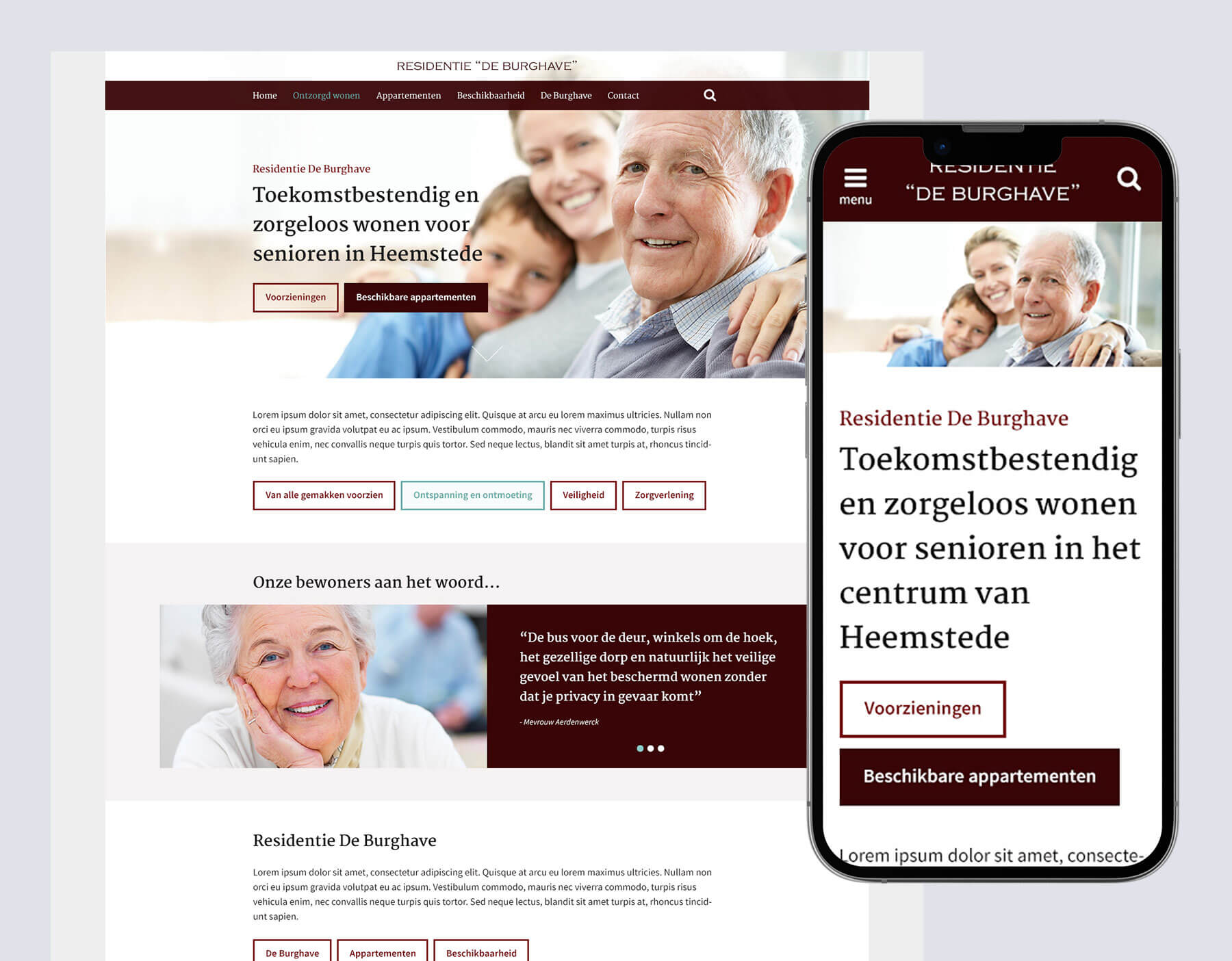 WordPress website Residentie De Burghave Heemstede