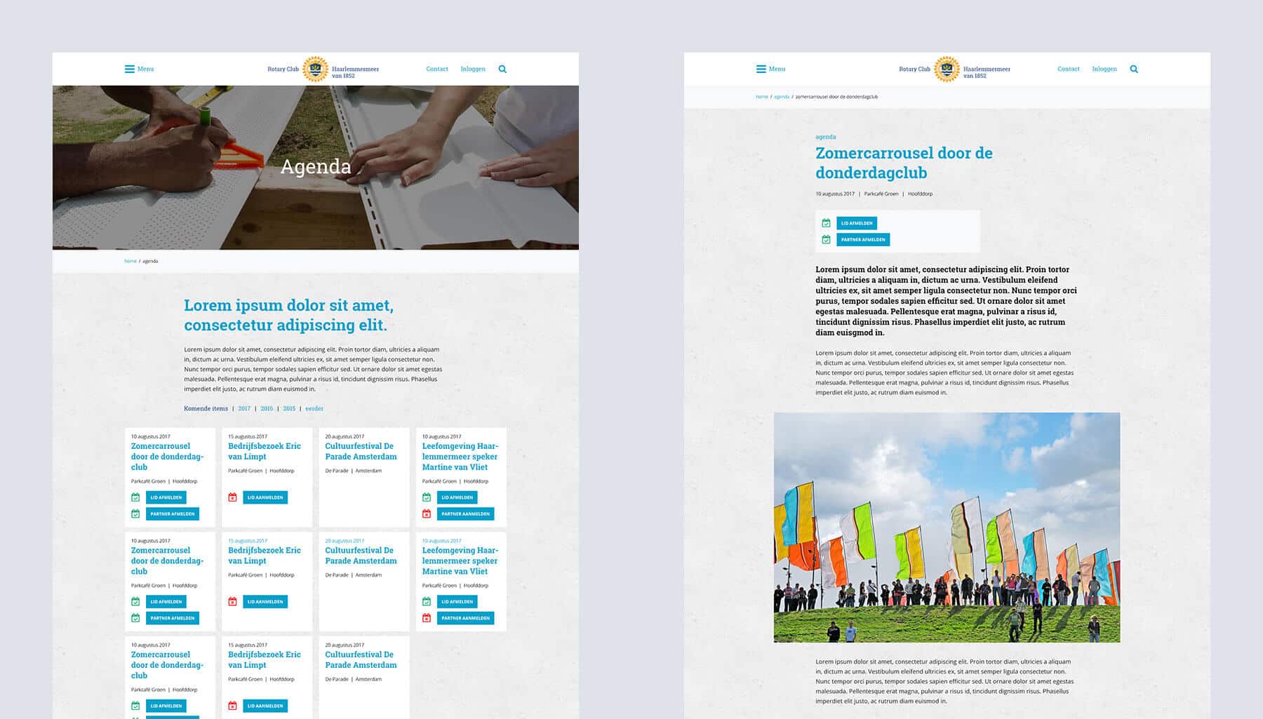 Wordpress webdesign Rotary Club Haarlemmermeer van 1852 online agenda